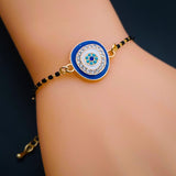 Turkish Blue Evil Eye Cubic Zirconia Gold Hand Mangalsutra Bracelet Women