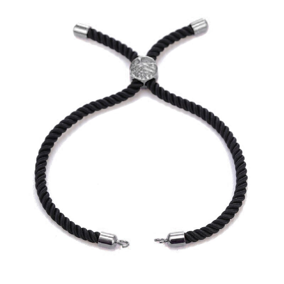 Black Silver Threads Adjustable Bracelet For Women