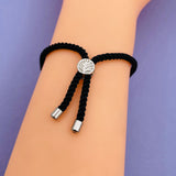 Black Silver Thread Adjustable Bracelet For Women