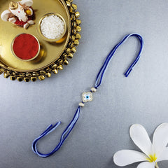 Flower Evil Eye Gold Cubic Zirconia Thread Rakhi For Men