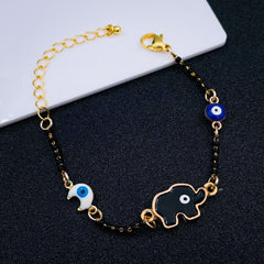 Evil Eye Elepant Moon Enamel Beads hand Mangalsutra Bracelet For Kids