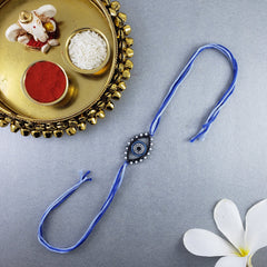 Evil Eye Black Cubic Zirconia Thread Rakhi For Men