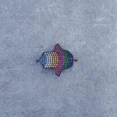 Rainbow Hamsa Black Zircon Copper Charm For Women