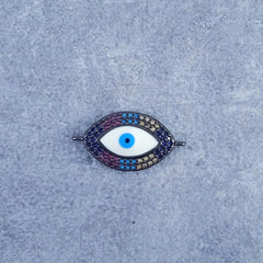 Evil Eye Oval Black White Zircon Copper Charm For Women