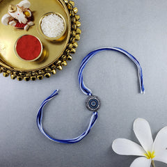 Evil Eye Black Crystal Cubic Zirconia Thread Rakhi For Men