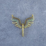 Angel Wing Gold Blue Black Baguette Copper Charm For Women