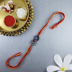 Rainbow Infinity Black Crystal Thread Rakhi For Men