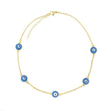 Evil Eye Blue White Enamel Choker Necklace Pendant Chain For Women