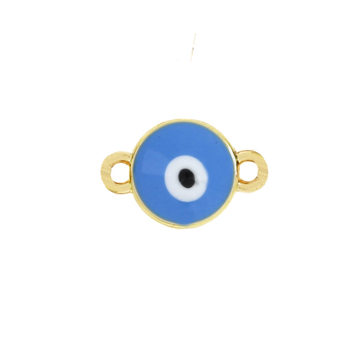 Evil Eye Round Gold Blue Enamel Copper Charm For Women
