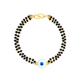 Evil Eye Blue Enamel Gold Bracelet Hand Mangalsutra For Women