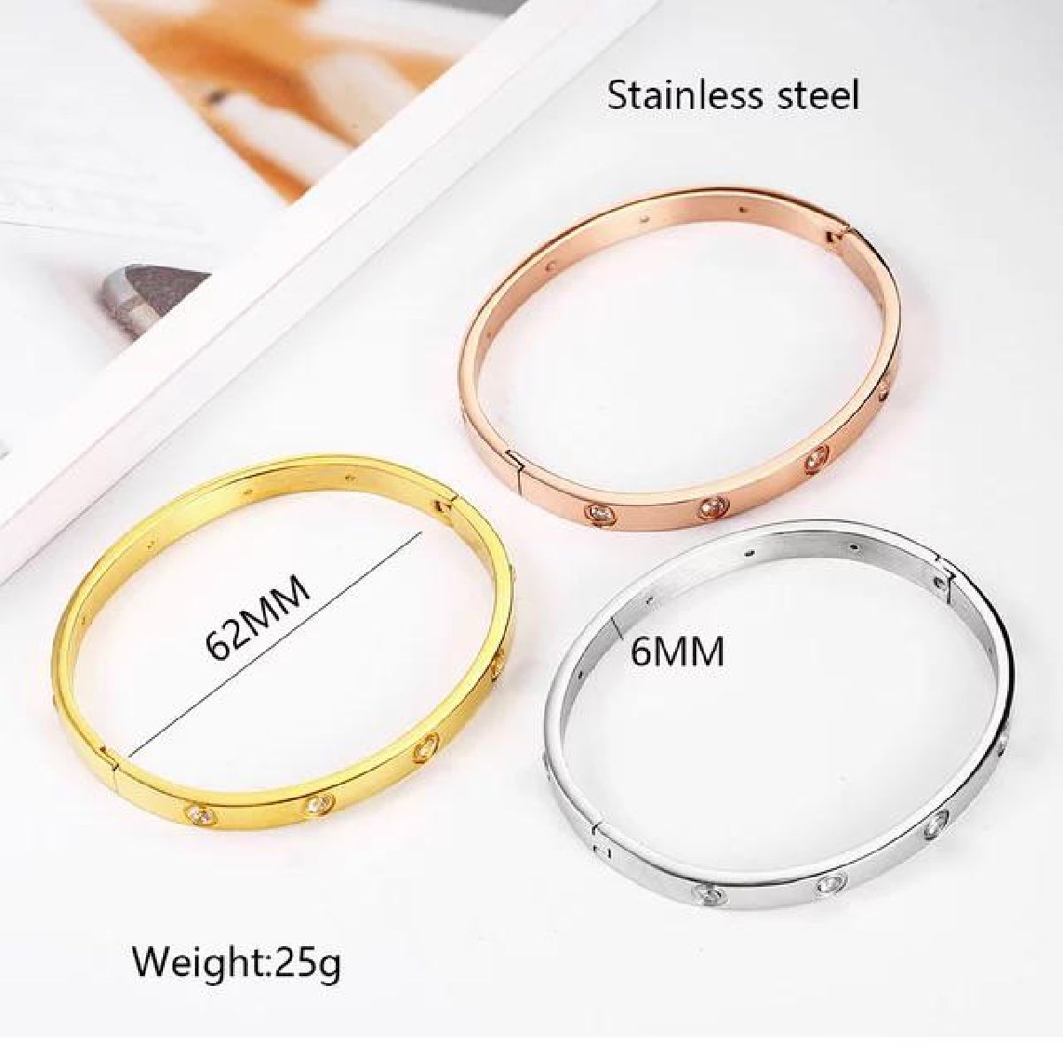 Pink Rose Gold Stainless Steel Openable Kada For Women