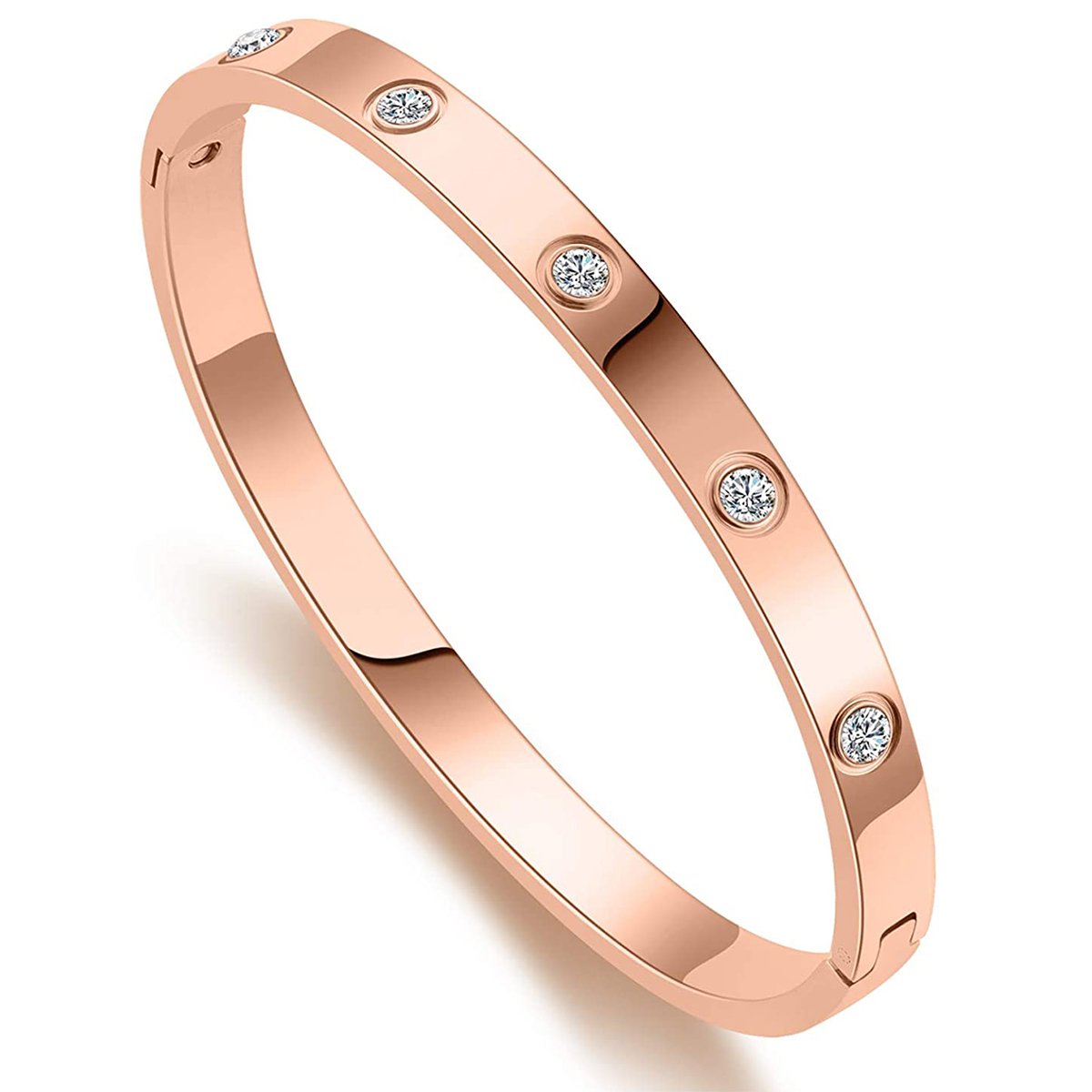 Pink Rose Gold Stainless Steel Openable Kada For Women