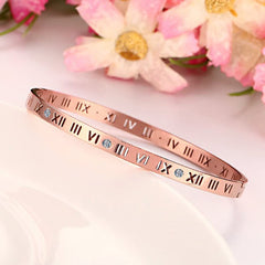 Roman Rose Gold Stainless Steel Openable Kada For Women