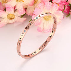 Roman Rose Gold Stainless Steel Openable Kada For Women