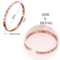 Roman Rose Gold Stainless Steel Openable Kada For Women