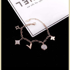 Pink Stainless Steel Chain Bracelet For Women