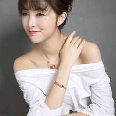 Roman Rose Gold Watch Stripe Stainless Steel Openable Kada Bracelet For Women