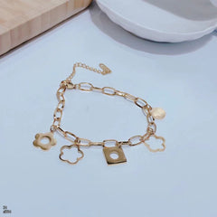 Pink Stainless Steel Chain Link Bracelet For Women