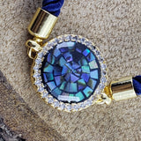 Round American Diamond Gold Blue Thread Bracelet For Women