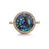 Round Abalone Gold Zircon Copper Charm For Women