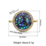 Round Abalone Gold Zircon Copper Charm For Women