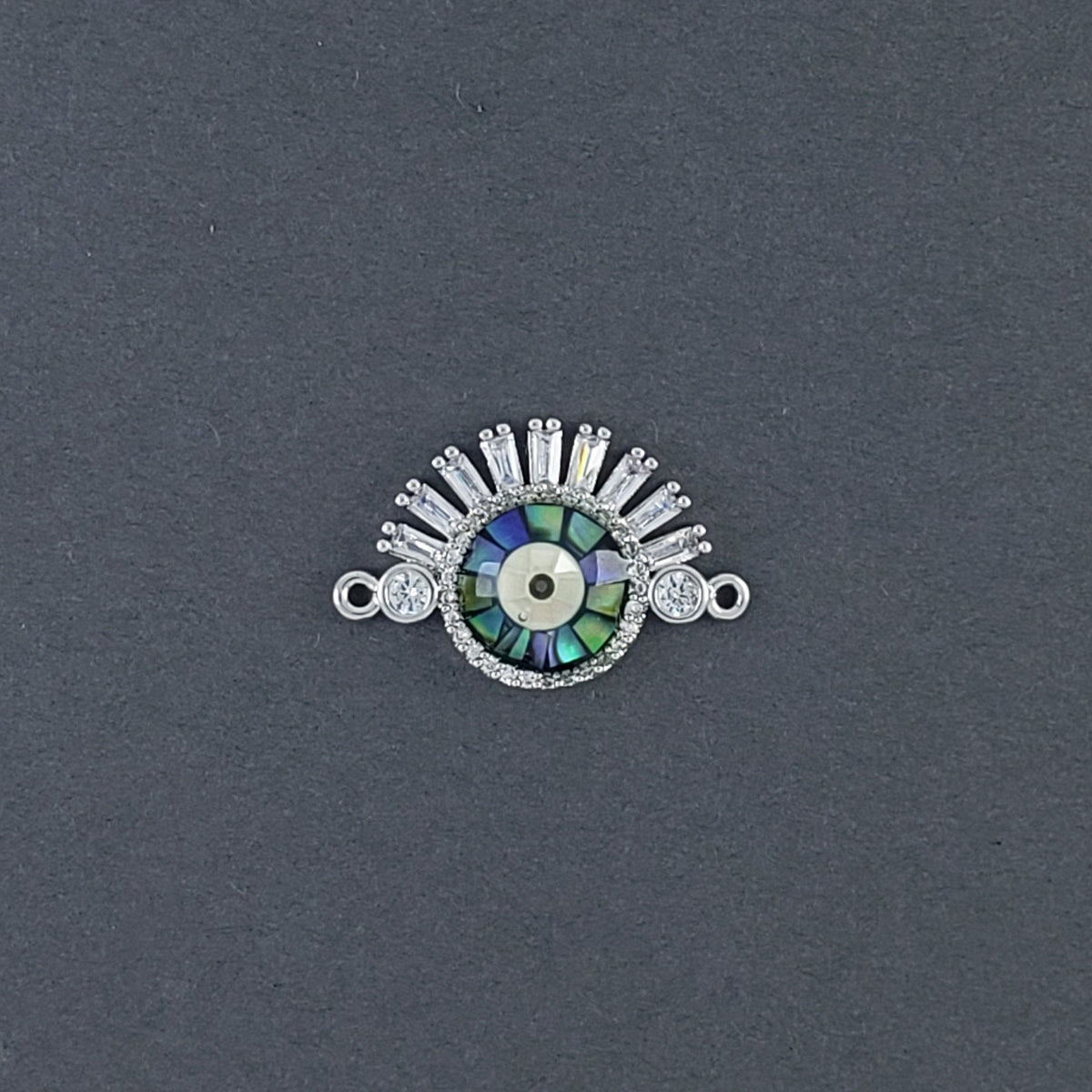 Evil Eye Eyelash Abalone Gold American Diamond Crystal Centre Pcs For Women