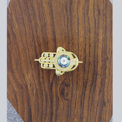 Evil Eye Hamsa Filigree Gold Zircon Copper Charm For Women