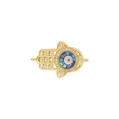 Evil Eye Hamsa Filigree Gold Zircon Copper Charm For Women