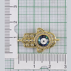 Evil Eye Hamsa Filigree Gold Zircon Copper Charm For Women
