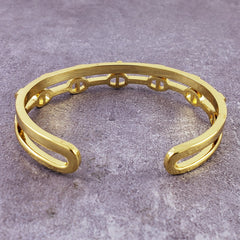 Stylish Gold Cubic Zirconia Copper Single Cuff Kada Bangle For Women