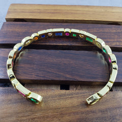 Copper Rainbow Gold Multicolor Stone Cuff Bangle Women