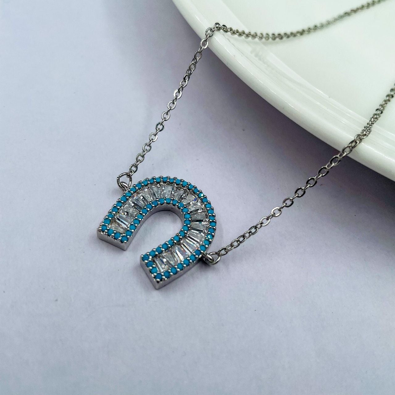 Copper Blue White Silver Stylish Necklace Pendant Chain For Women Girls