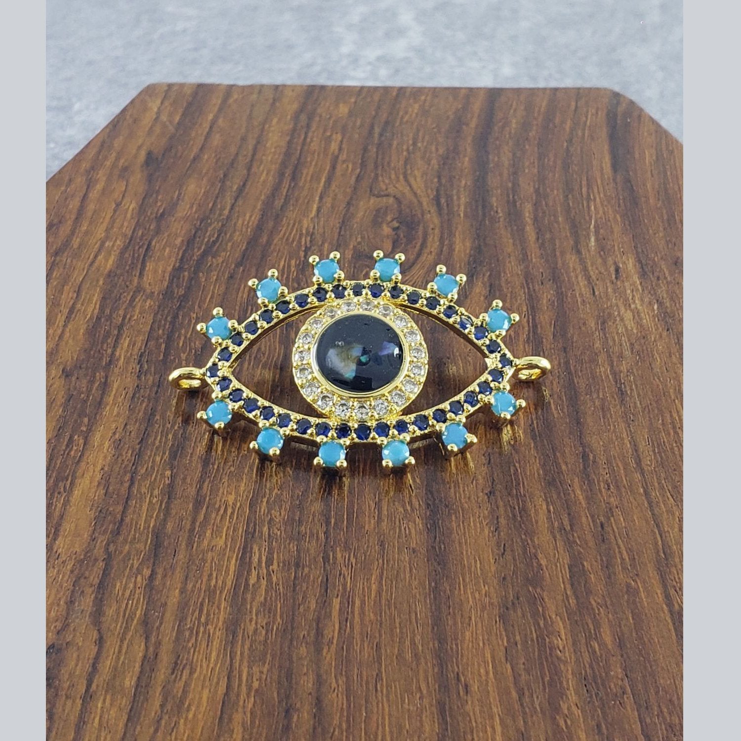 Abalone Evil Eye Gold Green Black Copper Charm For Women