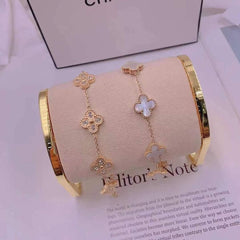 Clover Stainless Steel Flower White Link Chain Bracelet Women