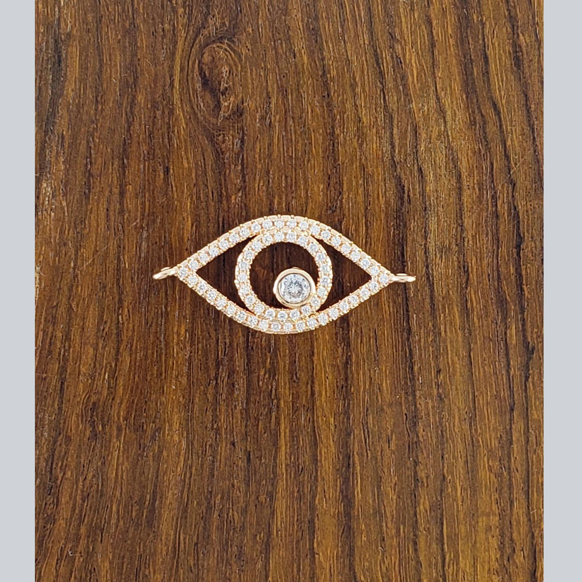 Leaf Evil Eye Rose Gold Zircon Copper Charm For Women