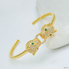 Panther Gold American Diamond Adjustable Cuff Kada Women