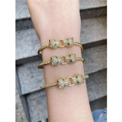 Panther Gold American Diamond Adjustable Cuff Kada Women