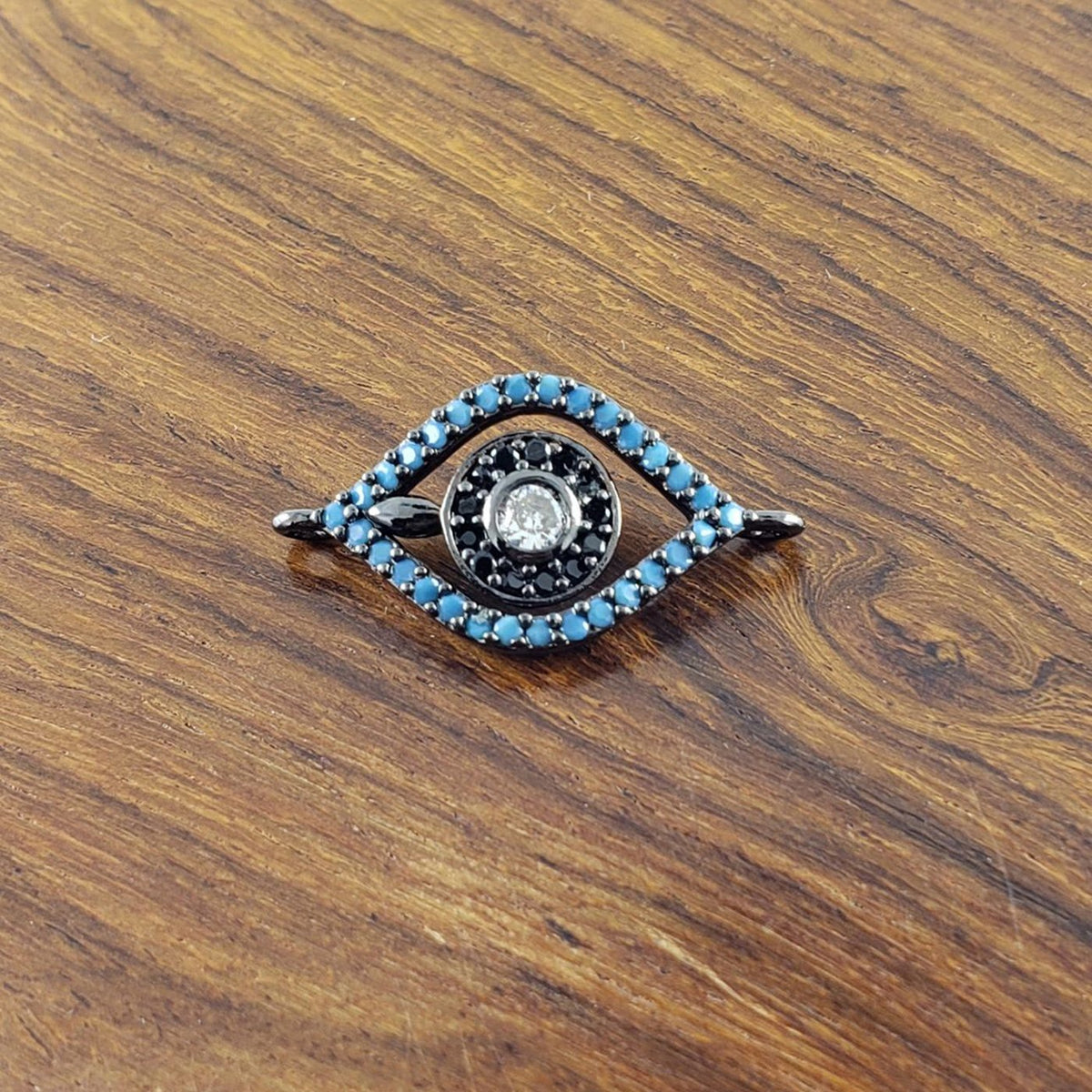 Leaf Evil Eye Black Zircon Copper Charm For Women