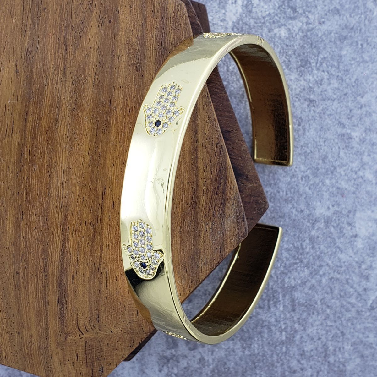 Hamsa Gold Stainless Steel Cuff Kada Women