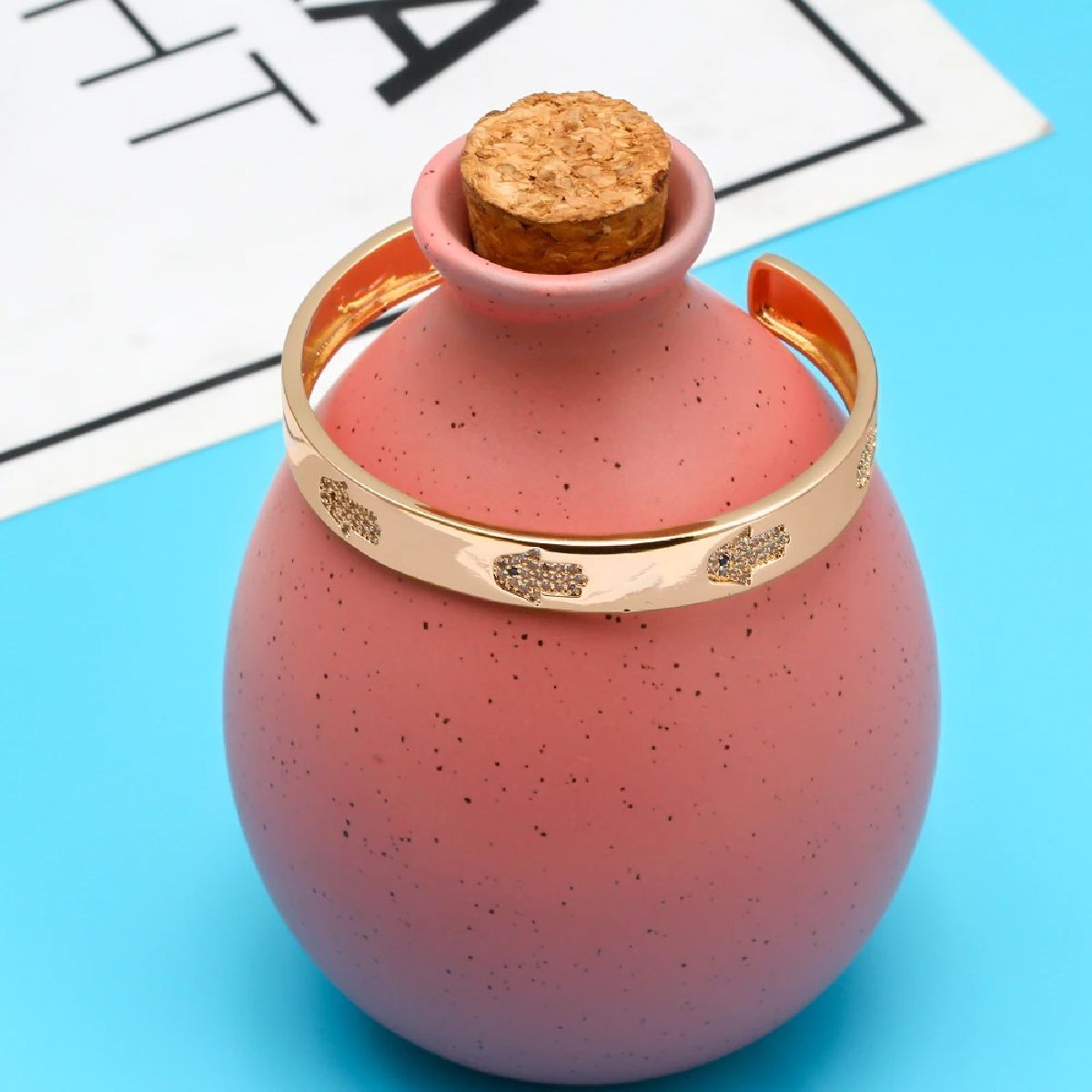 Hamsa Gold Copper Cuff Kada Women