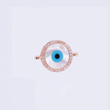 Evil Eye Mother Of Pearl Rose Gold Zircon Copper Charm For Women
