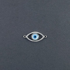 Evil Eye Oval Mother Of Pearl Silver Zircon Copper Charm For Women