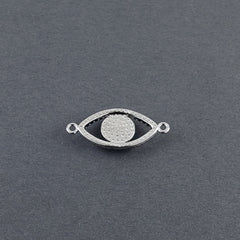 Evil Eye Oval Mother Of Pearl Silver Zircon Copper Charm For Women