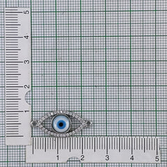 Evil Eye Oval Mother Of Pearl Silver Zircon Copper Charm For Women