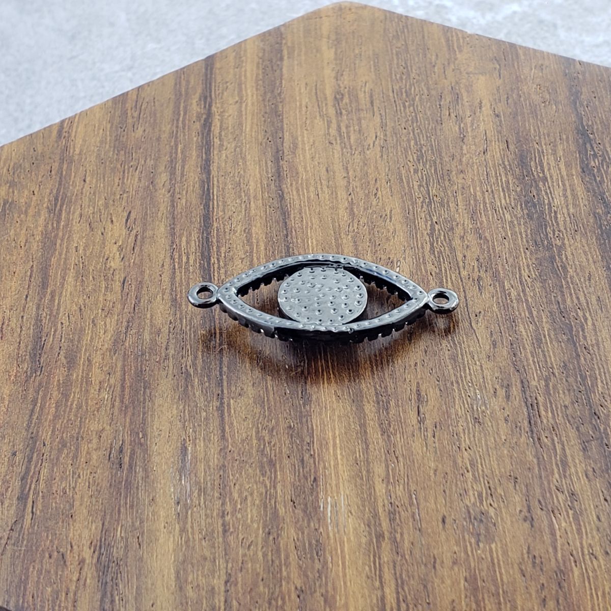 Evil Eye Oval Mother Of Pearl Black Zircon Copper Charm For Women