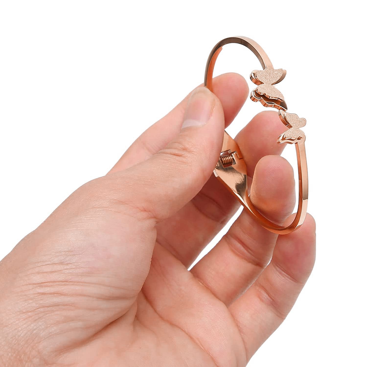 Butterfly Rose Gold Openable Kada For Women