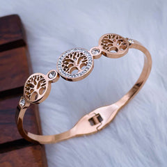 Stainless Steel Rose Gold Openable Slim Kada Bangle Women