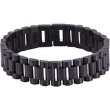 Stainless Steel Black Silver Watch Belt Strap Bracelet For Men