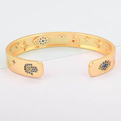 Copper Crystal Gold Blue Evil Eye Cuff Kada For Women