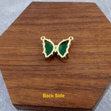 Butterfly Brass Green Crystal Pendant Chain Necklace For Women